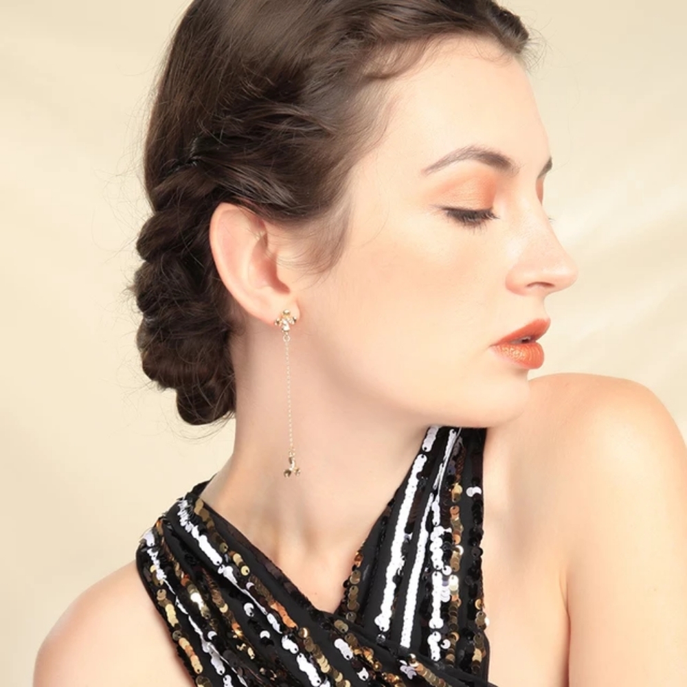 3/$24 Romantic Flower Asymmetric Crystal Earrings - Picture 3 of 10